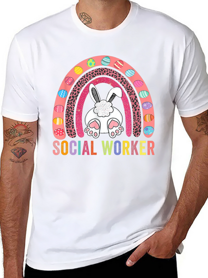 Social Worker Easter Bunny Rainbow T-Shirt