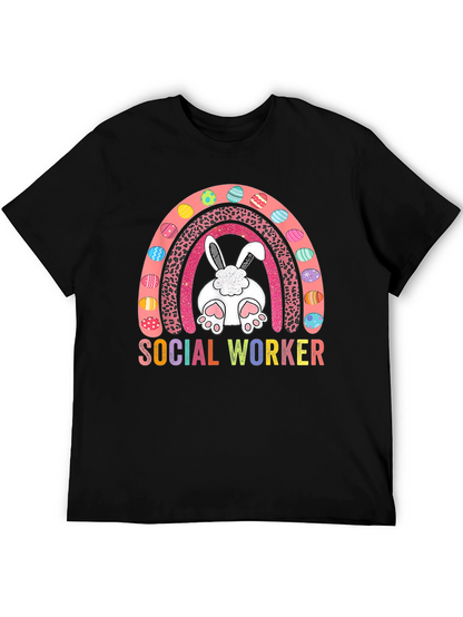 Social Worker Easter Bunny Rainbow T-Shirt