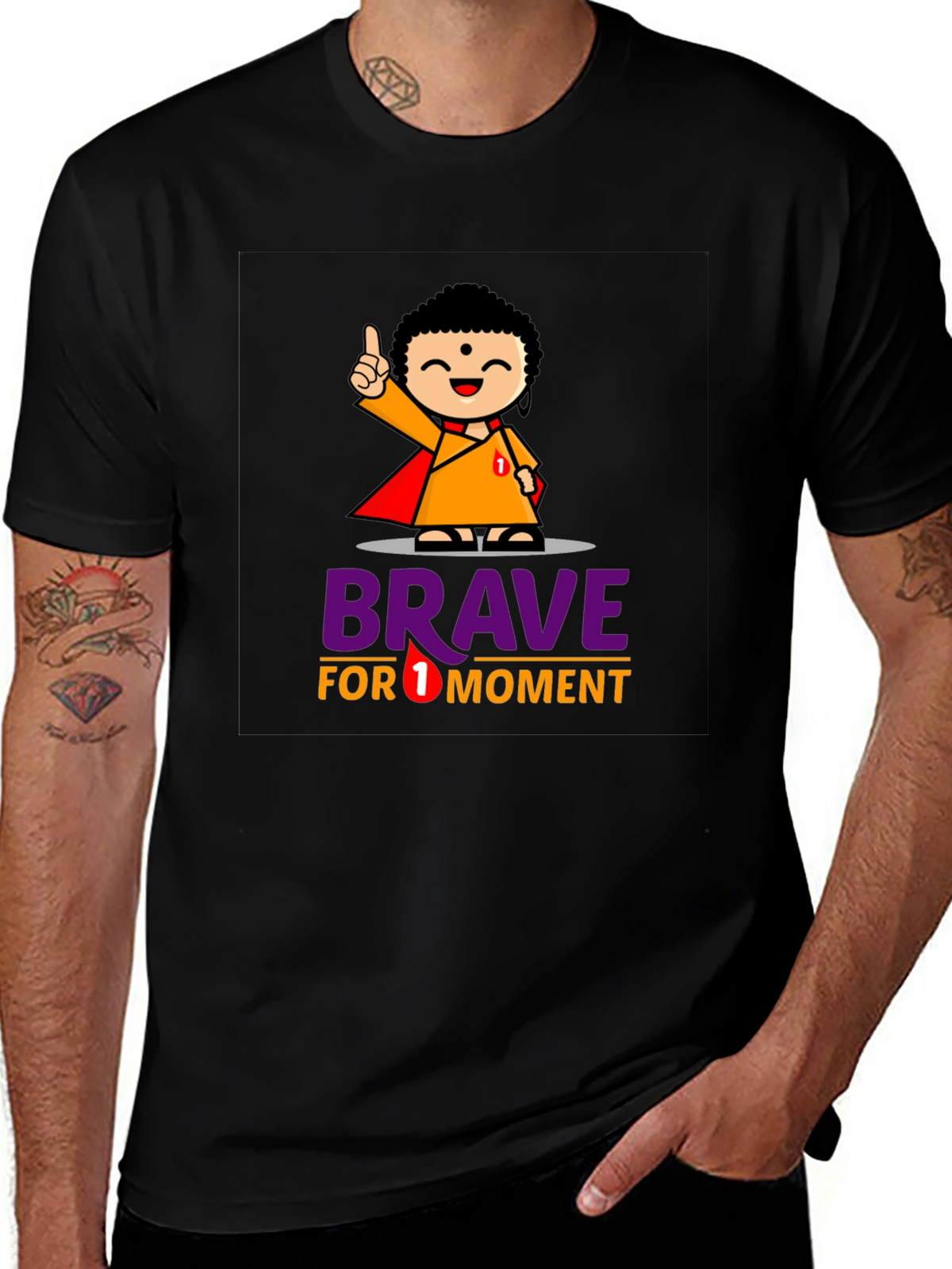 Brave for 1 Moment Graphic Tee - Black
