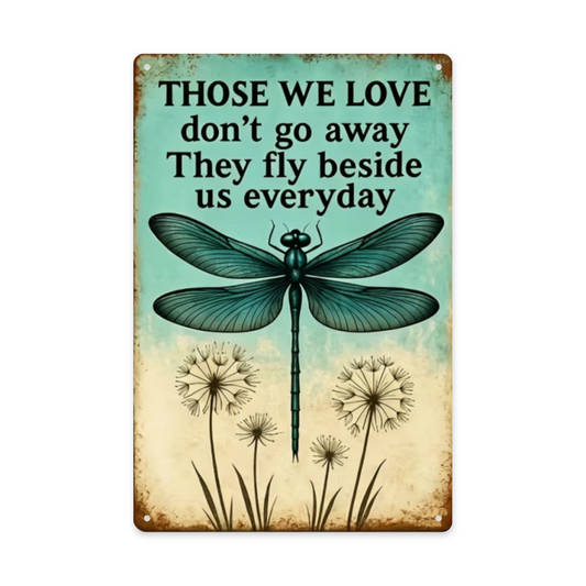 Dragonfly Remembrance Memorial Vintage Tin Wall Art