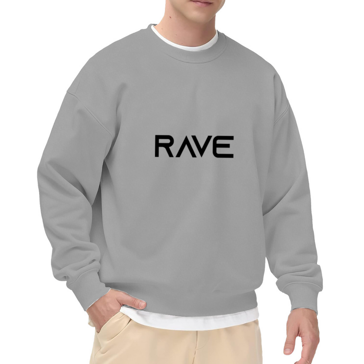 RAVE Minimal Techno Music Festival Simple Text Crewneck Sweatshirt