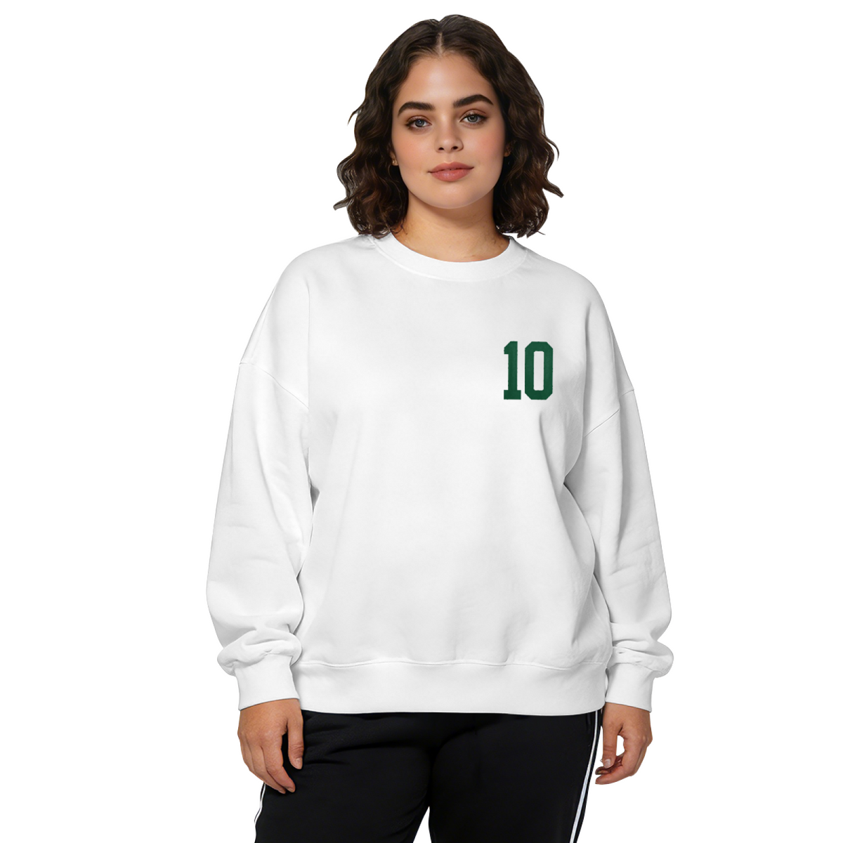 Simple Chest Green Number 10 Casual Crewneck Sweatshirt