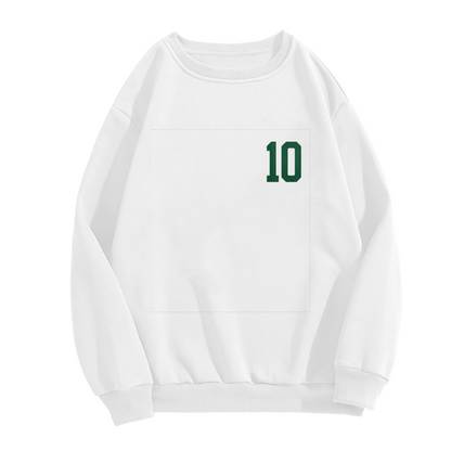 Simple Chest Green Number 10 Casual Crewneck Sweatshirt