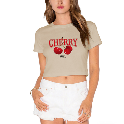 Vintage Cherry Letter Hot Pink Crop Top