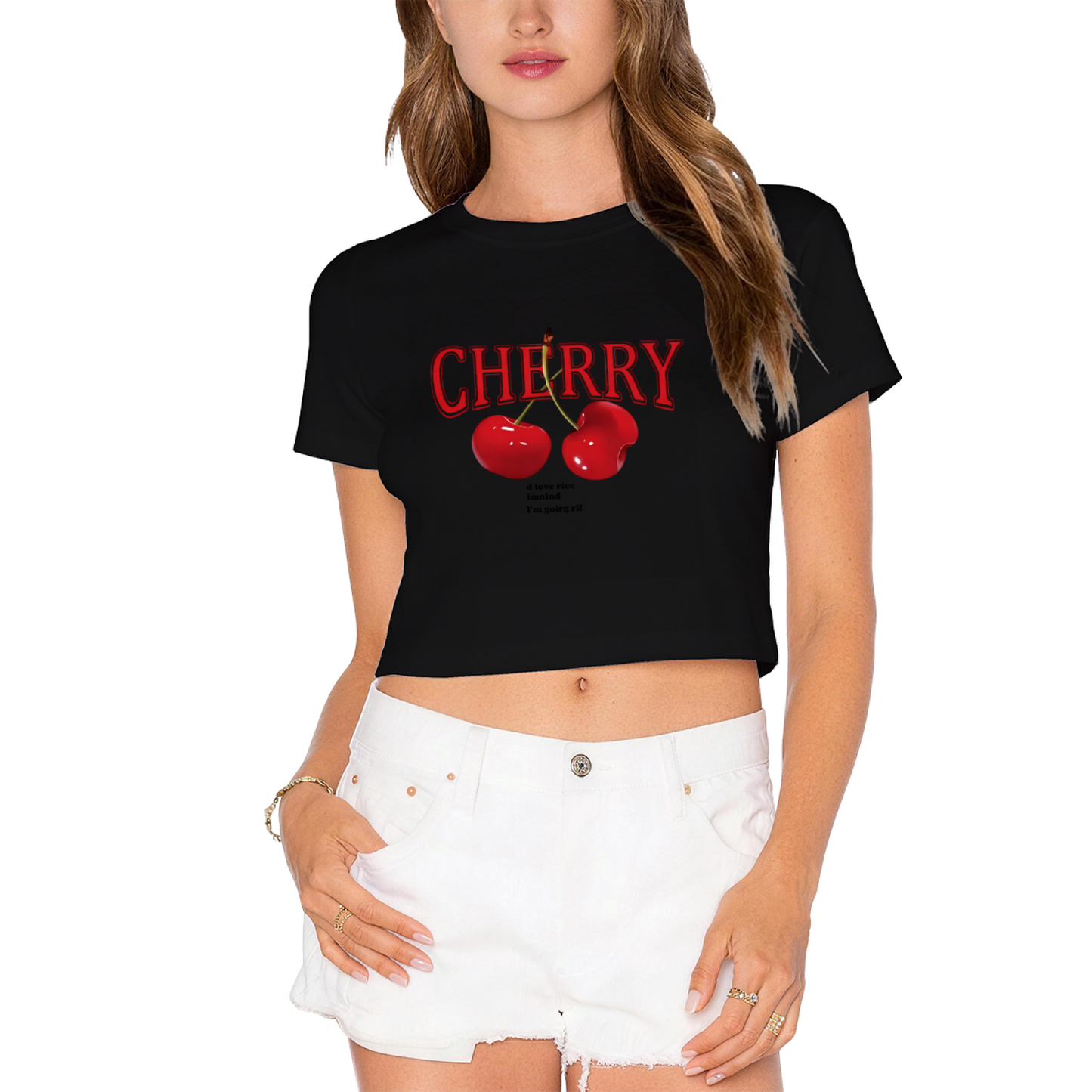 Vintage Cherry Letter Hot Pink Crop Top