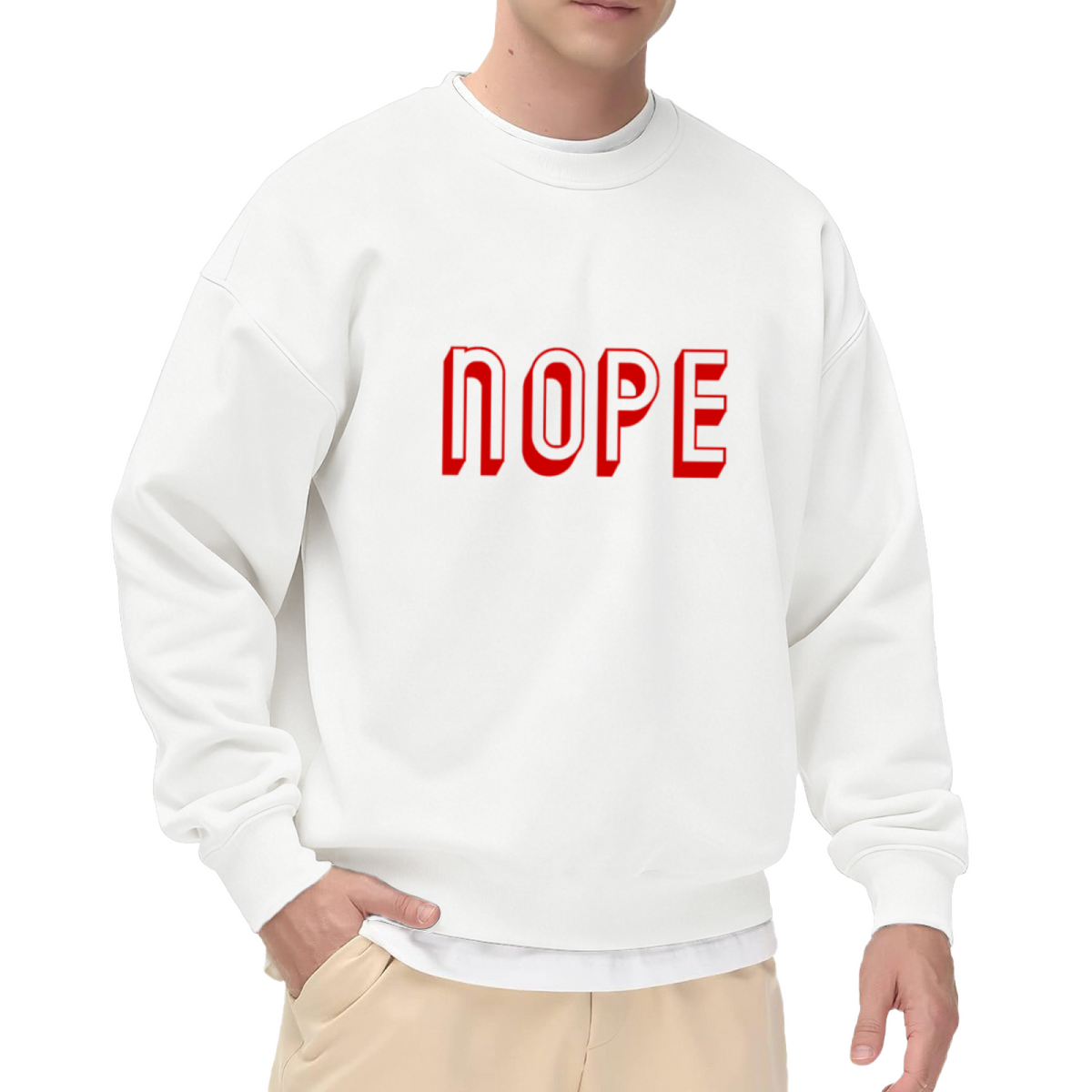 Bold Red NOPE Simple Attitude Statement Crewneck Sweatshirt
