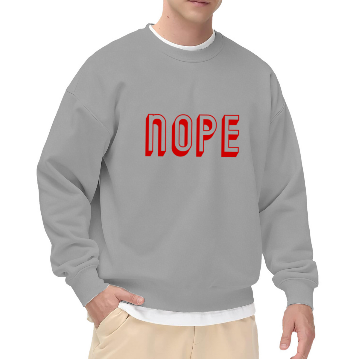 Bold Red NOPE Simple Attitude Statement Crewneck Sweatshirt