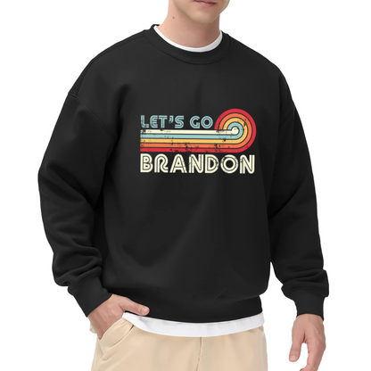 Vintage Rainbow Stripes Let's Go Brandon Retro Crewneck Sweatshirt
