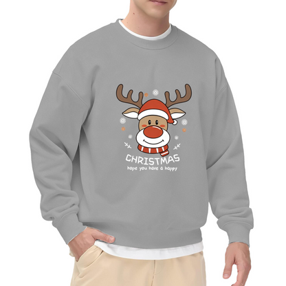 Cute Christmas Reindeer Cartoon Graphic Crewneck Sweatshirt