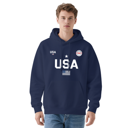 Patriotic USA Flag Star Graphic Black Hoodie