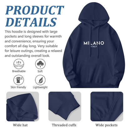 Vintage Milano Italy City Print Casual Hoodie