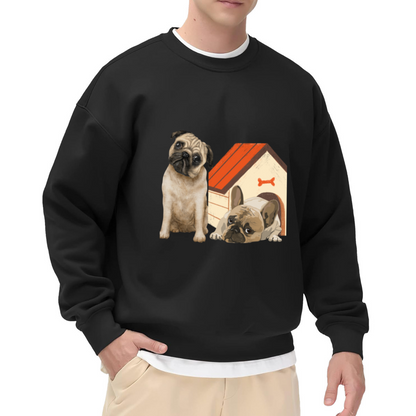 Adorable Pug Puppy Dog House Pet Lover Crew Neck Sweatshirt