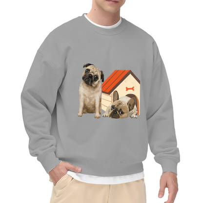 Adorable Pug Puppy Dog House Pet Lover Crew Neck Sweatshirt