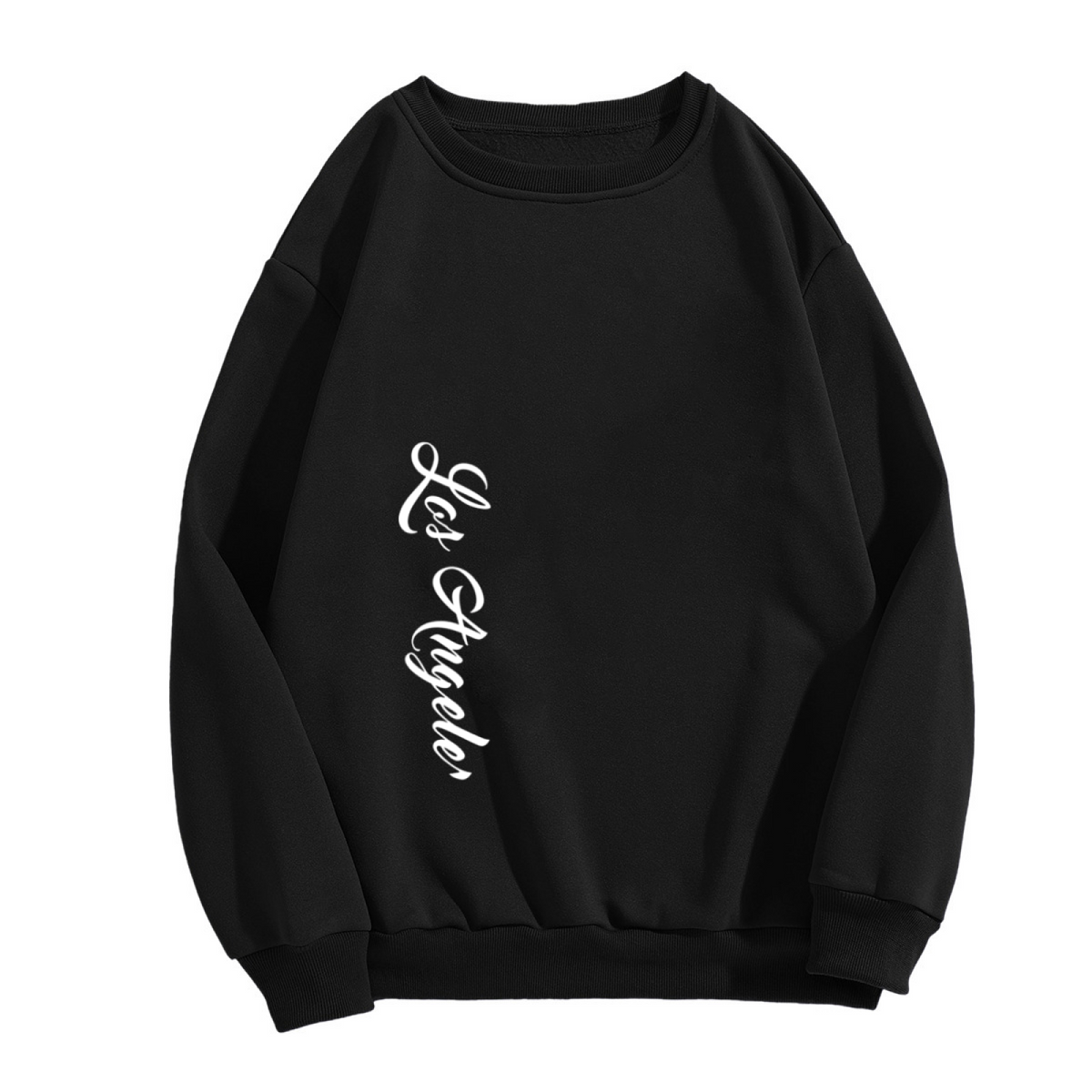 Vertical Los Angeles Cursive Black Crewneck Sweatshirt