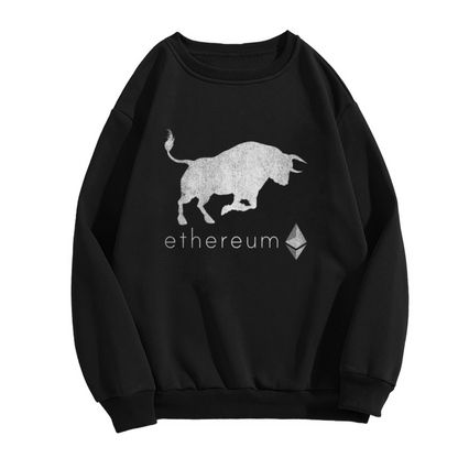 Ethereum Bull Crypto Investor Graphic Crew Neck Sweatshirt