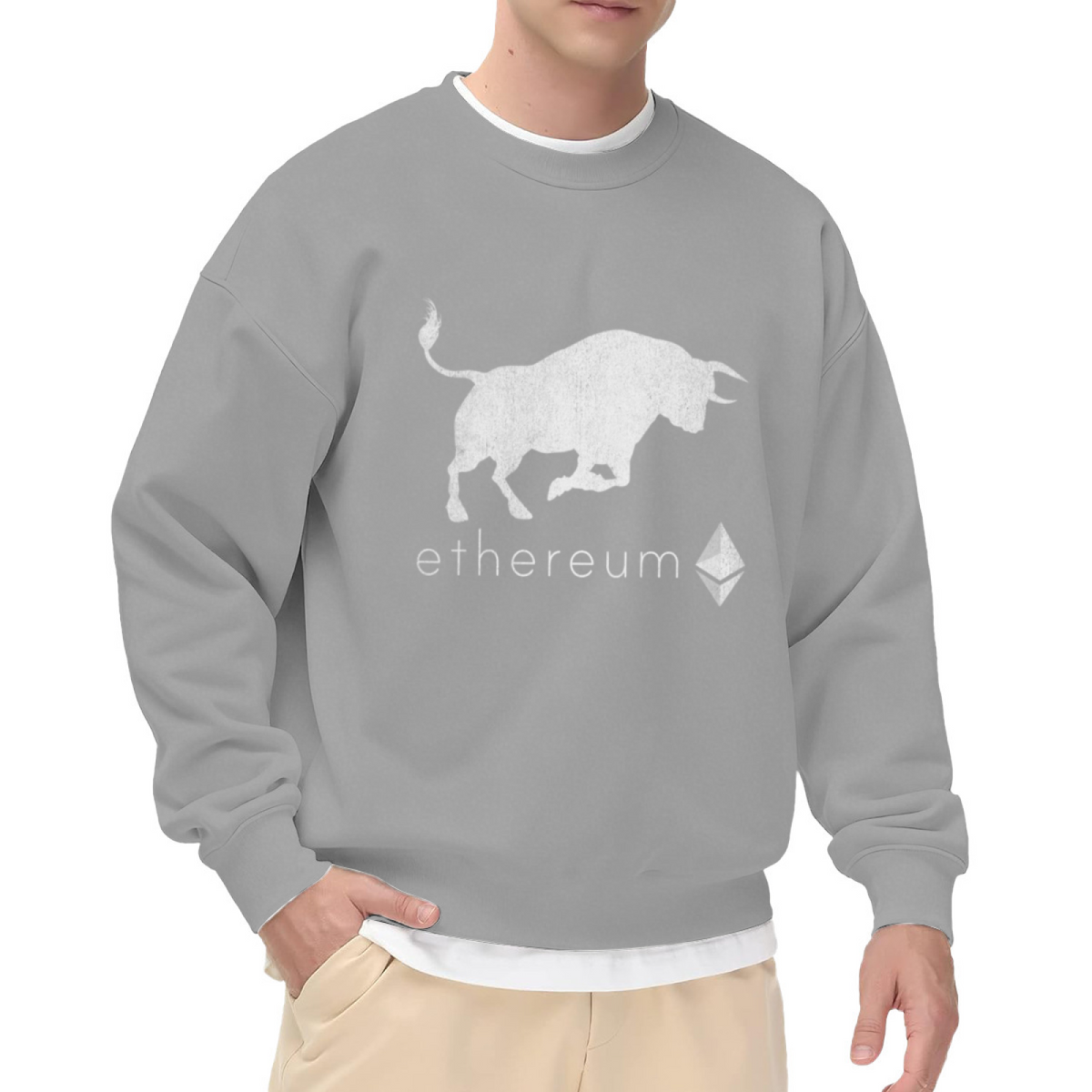 Ethereum Bull Crypto Investor Graphic Crew Neck Sweatshirt