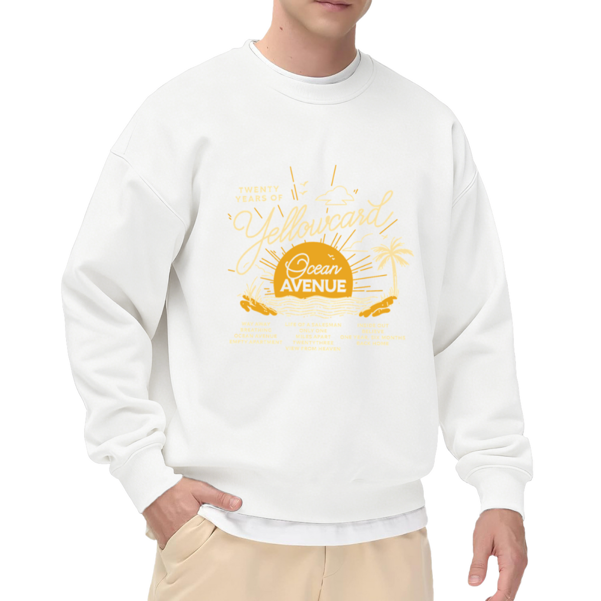 Twenty Years Of Yellowcard Ocean Avenue Retro Pop?Punk Band Crewneck Sweatshirt