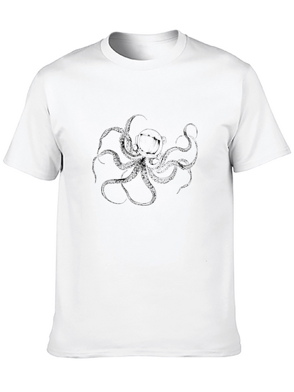 Mens Black Octopus Graphic Tee