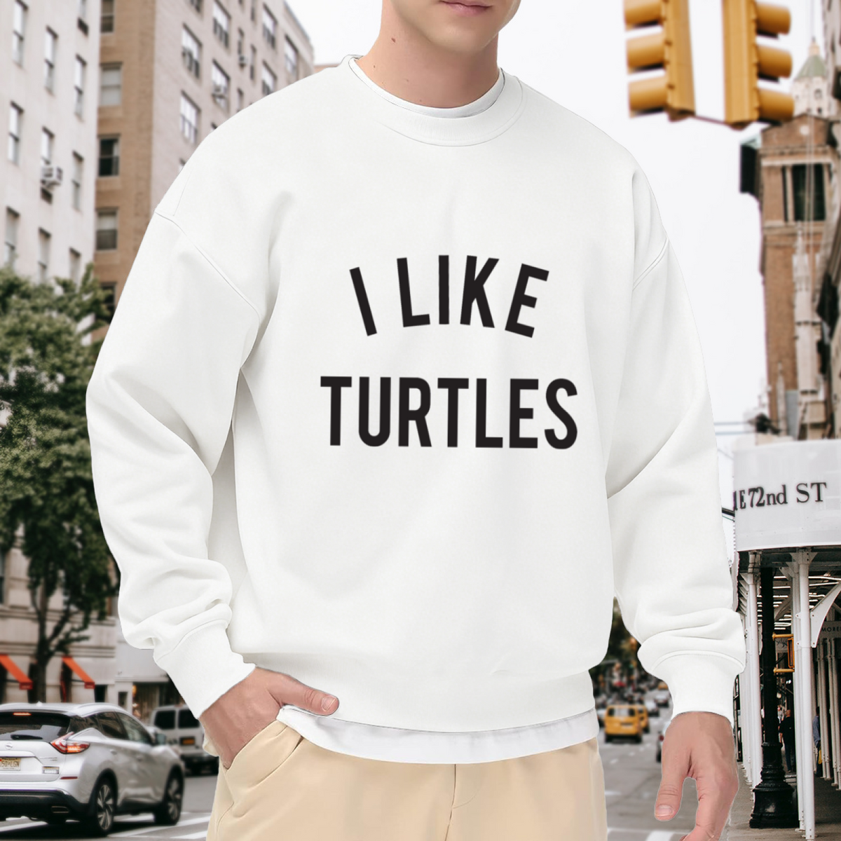 Simple I Like Turtles Cute Statement Crewneck Sweatshirt