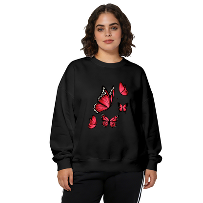 Stunning Red Butterfly Graphic Crewneck Sweatshirt