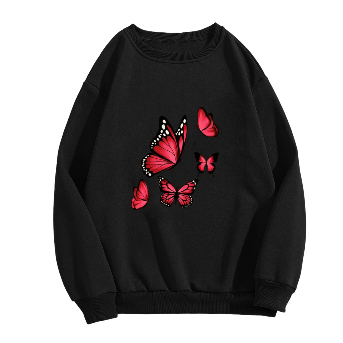 Stunning Red Butterfly Graphic Crewneck Sweatshirt