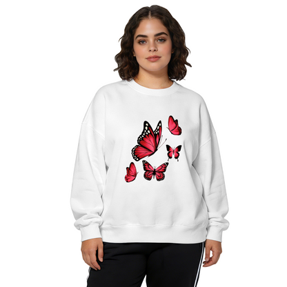 Stunning Red Butterfly Graphic Crewneck Sweatshirt
