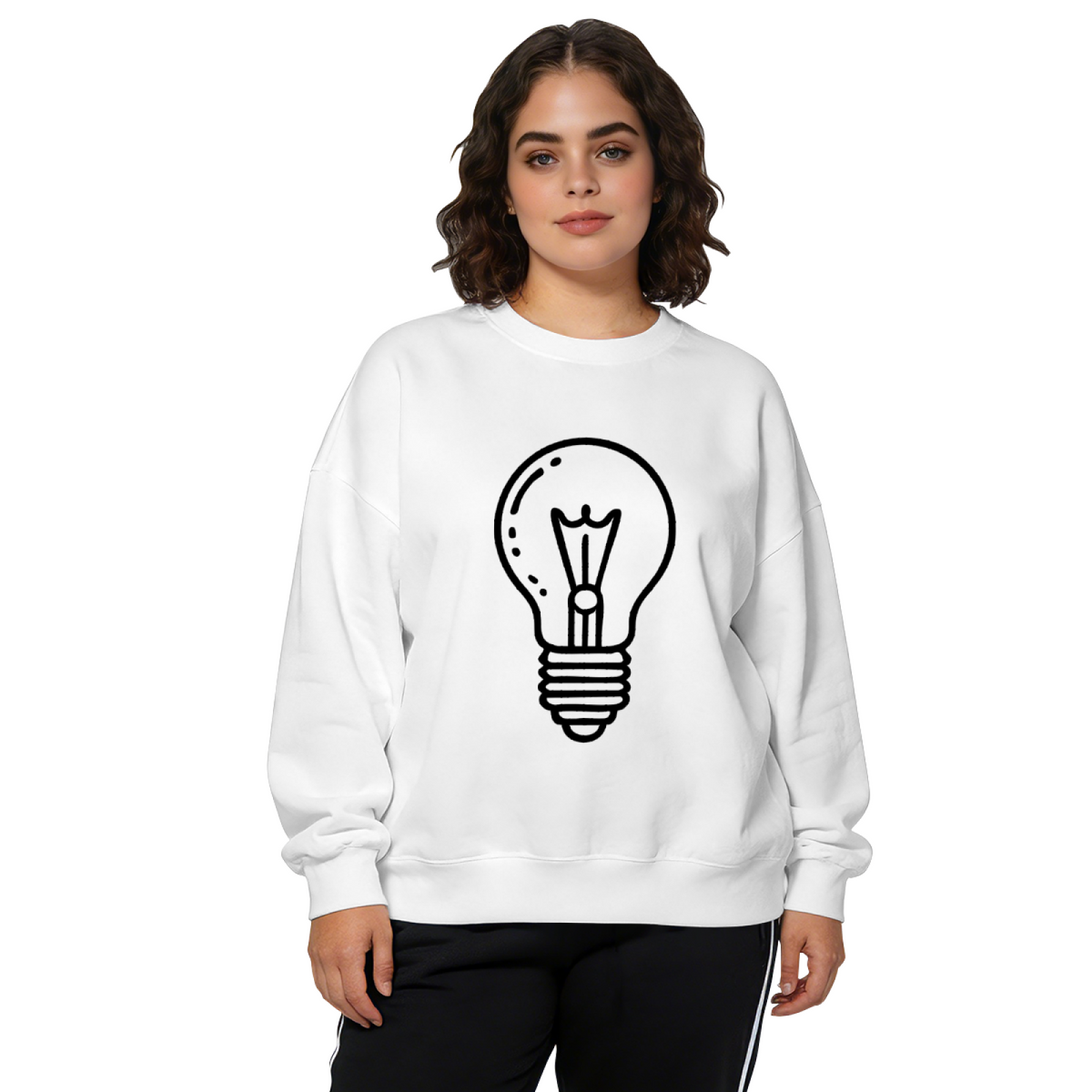 Simple Light Bulb Idea Minimal Line Art Crewneck Sweatshirt