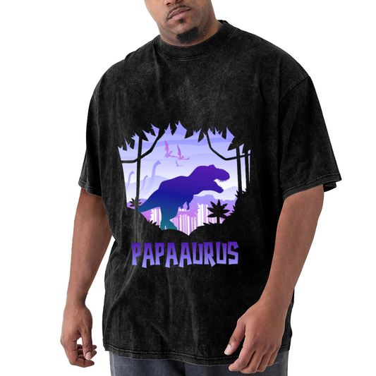 Papaaurus Dinosaur Dad Retro Purple Gradient Vintage Tee