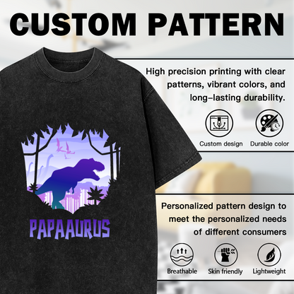 Papaaurus Dinosaur Dad Retro Purple Gradient Vintage Tee