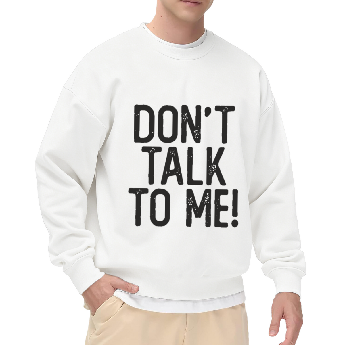 Don't Talk To Me Distressed Text Crewneck Sweatshirt Funny Introvert Quote Pullover
