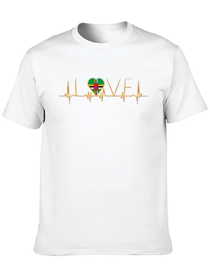 I Love Dominica T-Shirt Dominica Flag Heartbeat Tee