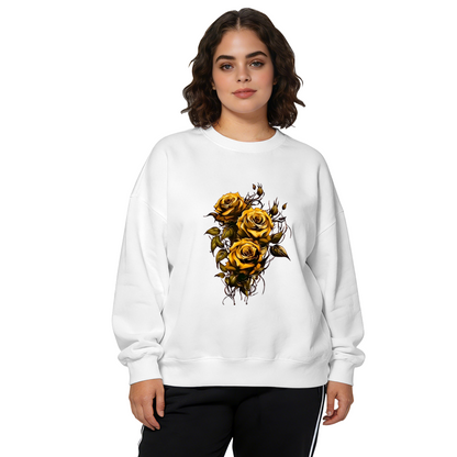 Retro Golden Dark Thorn Rose Graphic Crewneck Sweatshirt