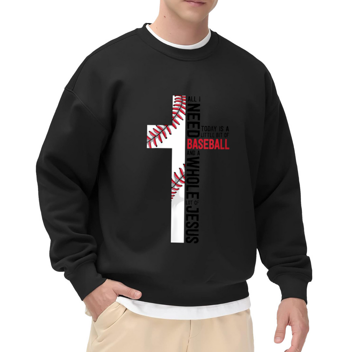 Baseball Cross Jesus Faith Sport Crewneck Sweatshirt