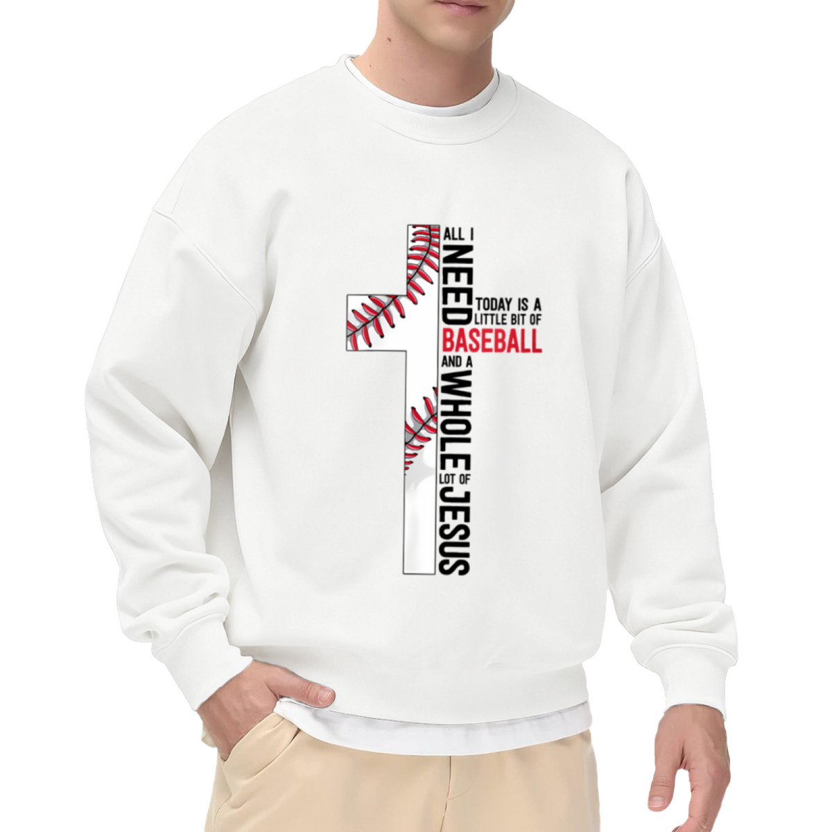 Baseball Cross Jesus Faith Sport Crewneck Sweatshirt
