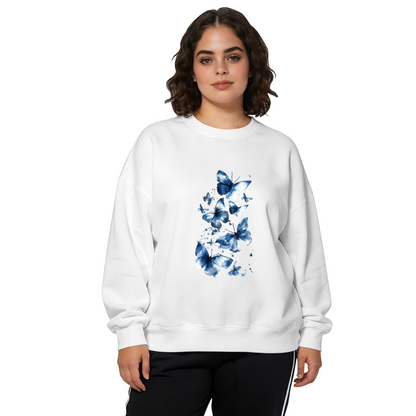 Dreamy Watercolor Blue Butterflies Art Crewneck Sweatshirt