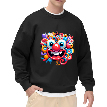 Colorful Crazy Clown Face Fun Art Crewneck Sweatshirt