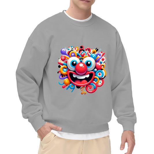 Colorful Crazy Clown Face Fun Art Crewneck Sweatshirt