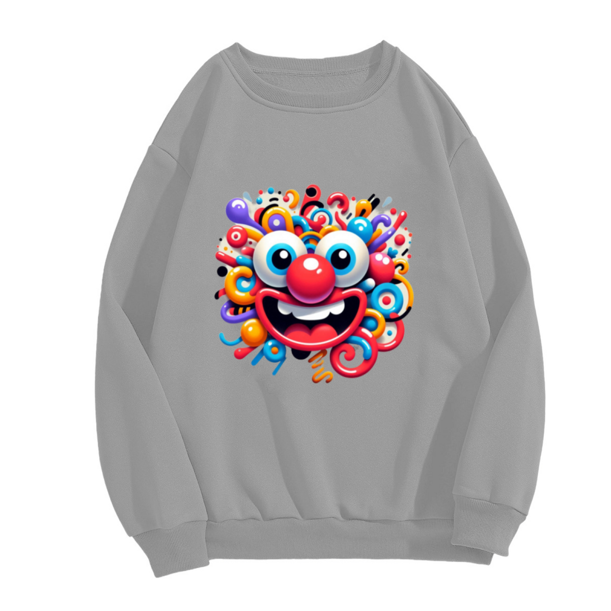 Colorful Crazy Clown Face Fun Art Crewneck Sweatshirt