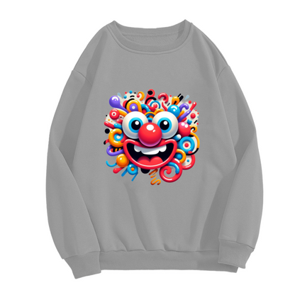 Colorful Crazy Clown Face Fun Art Crewneck Sweatshirt