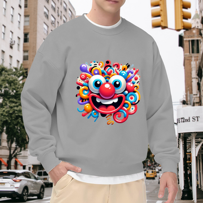 Colorful Crazy Clown Face Fun Art Crewneck Sweatshirt
