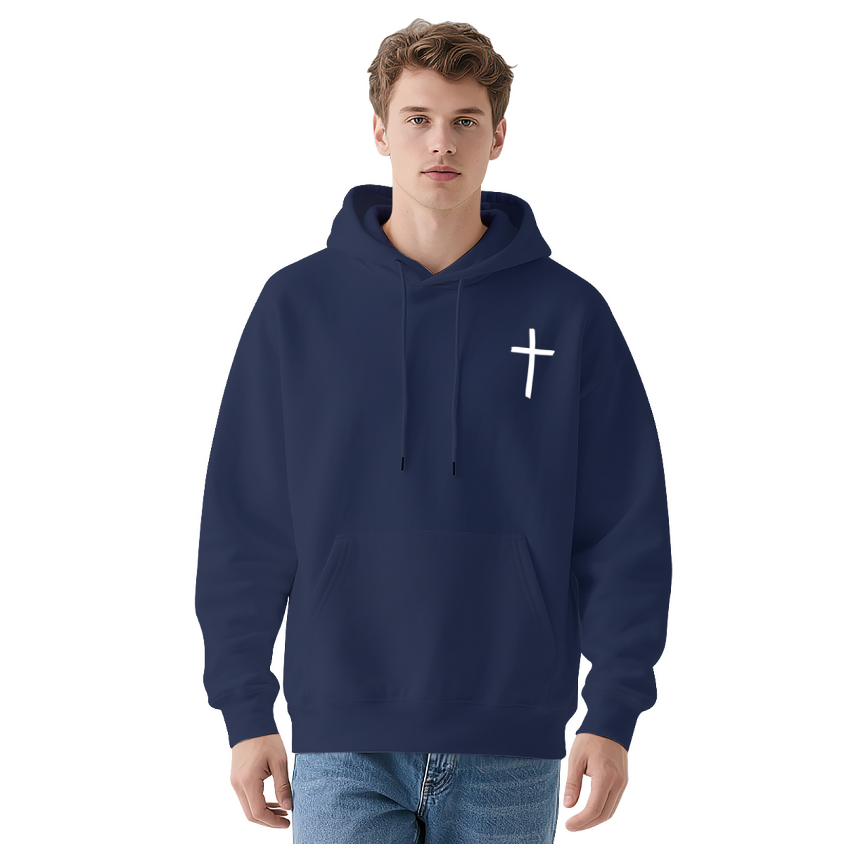 Simple White Cross Faith Minimalist Hoodie