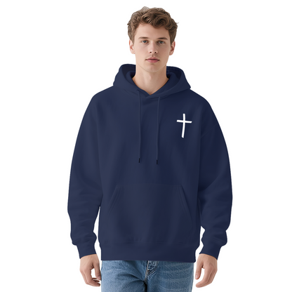 Simple White Cross Faith Minimalist Hoodie
