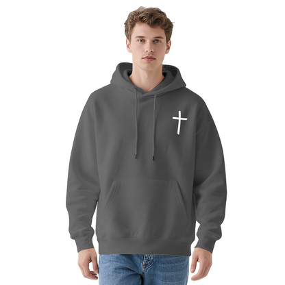 Simple White Cross Faith Minimalist Hoodie
