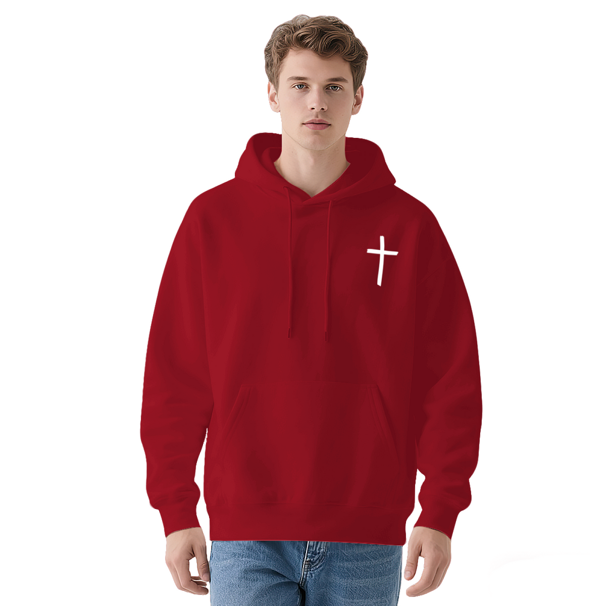 Simple White Cross Faith Minimalist Hoodie