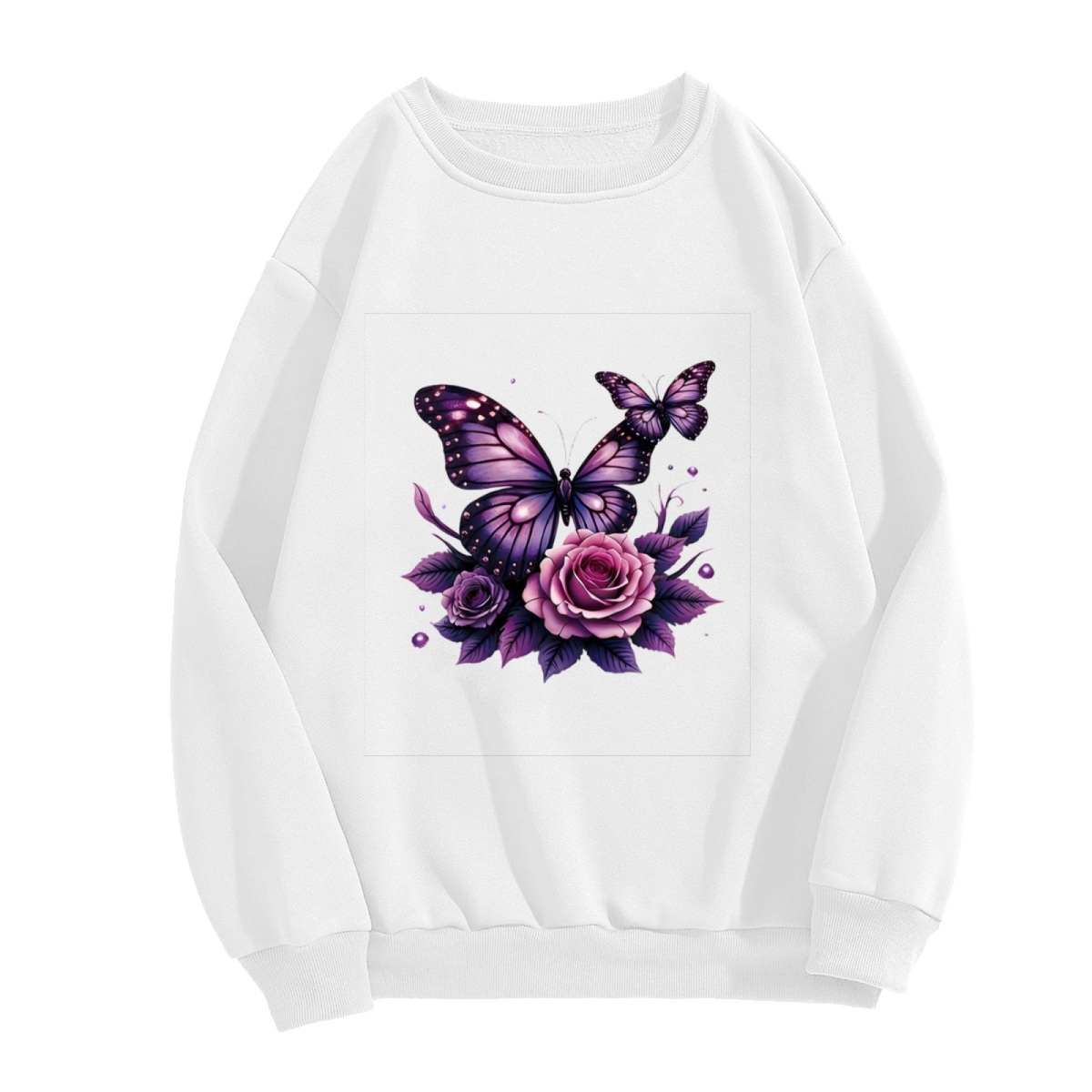 Fantasy Floral Butterfly Stylish Crewneck Sweatshirt
