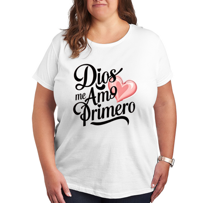 Dios Me Amo Primero Pink Heart Faith Tee