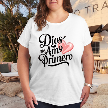 Dios Me Amo Primero Pink Heart Faith Tee