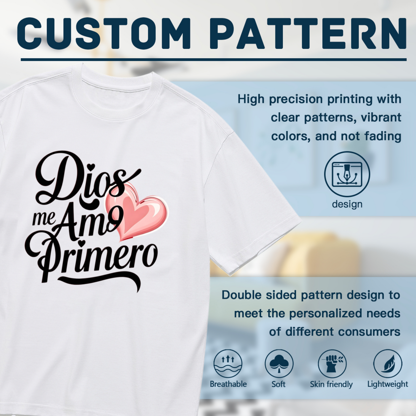 Dios Me Amo Primero Pink Heart Faith Tee