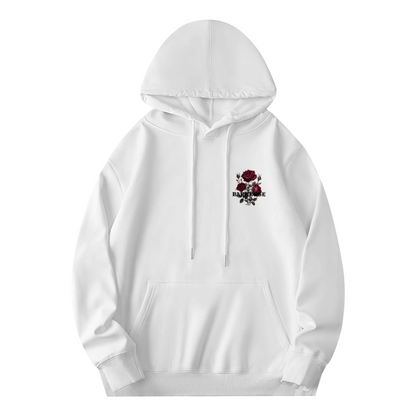 Small Dark Rose Embroidered?Style Chest Print Hoodie