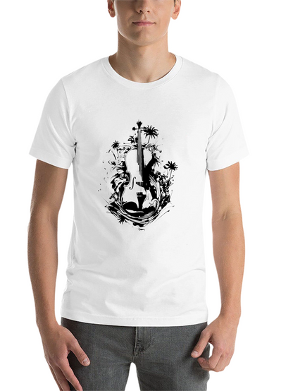 Stylish Black Violin Graphic T-Shirt